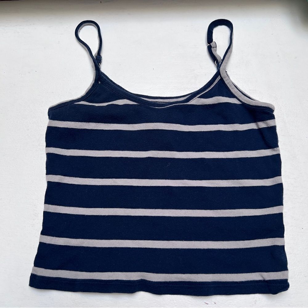 Chaser Striped Spaghetti Strap Crop Top Navy XS EUC